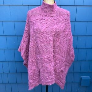 🩷🩷🩷Anthropologie pink sweater poncho drape shrug oversized
